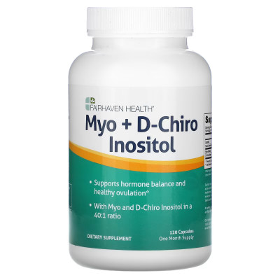 Мио-инозитол и D-хиро-инозитол Fairhaven Health Myo + D-Chiro Inositol, 120 капсул