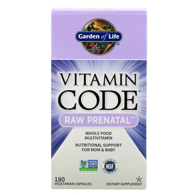 Пренатальные мультивитамины для беременных Garden of life Vitamin code Prenatal, 180 капсул
