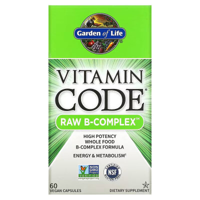 Комплекс витаминов группы Б Garden of life Vitamin code Raw B-complex, 60 капсул