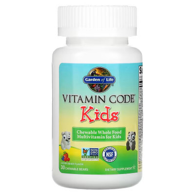 Жевательные мультивитамины для детей Garden of life Vitamin Code Kids, 30 жевательных мишек, Вишня
