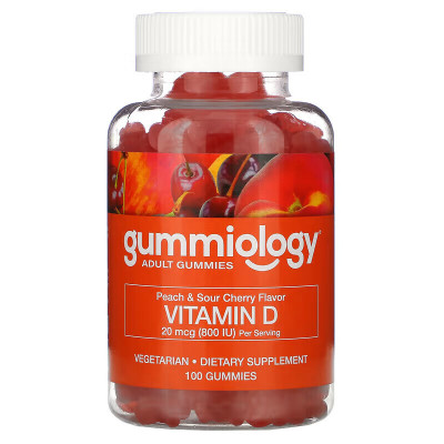 Витамин Д3 для детей Gummiology Vitamin D3, 100 жевательных таблеток, Вишня