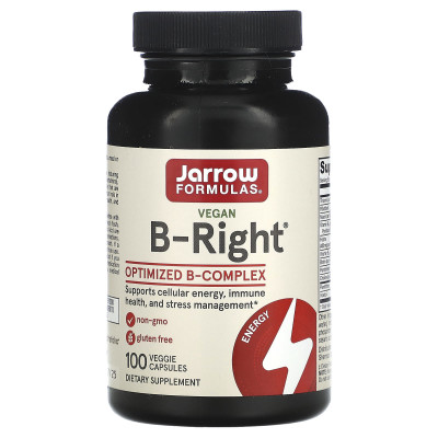 Комплекс витаминов группы Б Jarrow Formulas B-Right, 100 вегетарианских капсул