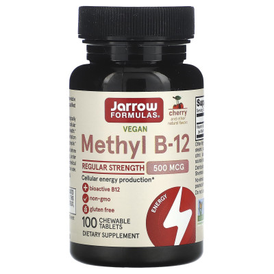 Метилкобаламин витамин В12 Jarrow Formulas Methyl B-12 , 500 мг, 100 жевательных таблеток, Вишня