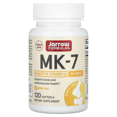 Витамин К2 Jarrow Formulas MK-7, 90 мкг, 120 мягких гелевых капсул