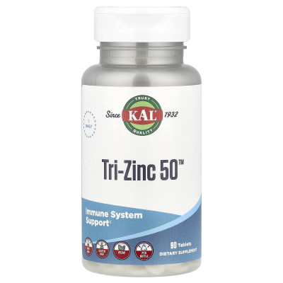Цинк (цитрат, хелат, пиколинат) KAL Tri-Zinc 50, 50 мг, 90 таблеток