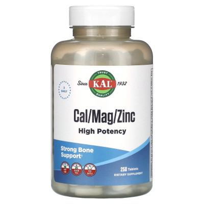 Кальций, магний, цинк KAL Cal Mag Zinc, 250 таблеток