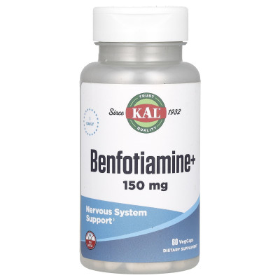 Витамин В1 Бенфотиамин KAL Benfotiamine+, 150 мг, 60 капсул