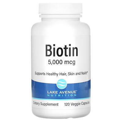 Биотин Lake avenue nutrition Biotin, 5000 мкг, 120 капсул