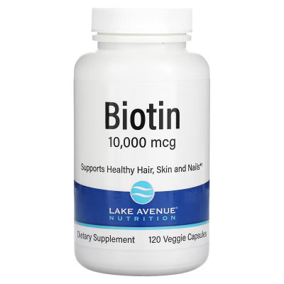 Биотин Витамин В7 Lake avenue nutrition Biotin, 10000 мкг, 120 капсул