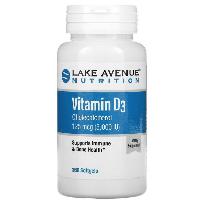 Витамин Д3 Lake Avenue Nutrition Vitamin D3, 5000 IU, 360 капсул