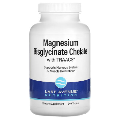 Магний бисглицинат хелат Lake avenue nutrition Magnesium Bisglycinate, 100 мг, 240 таблеток