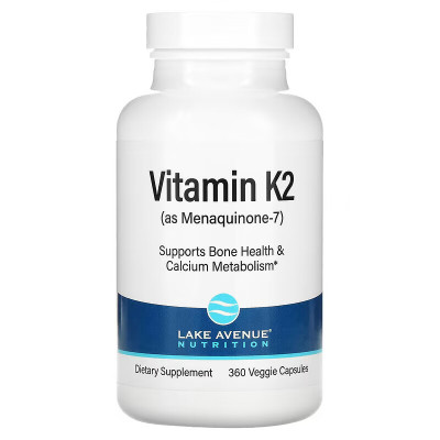 Витамин K2 в виде менахинона-7 Lake avenue nutrition Vitamin K2 (as Menaquinone-7), 50 мкг, 360 капсул