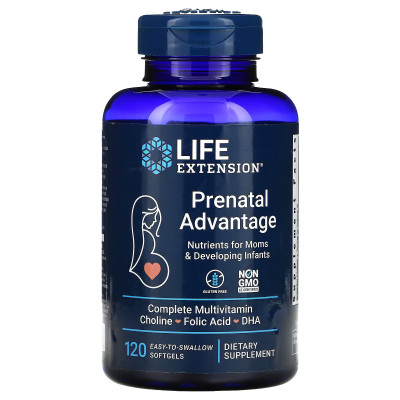 Пренатальные мультивитамины Life Extension Prenatal Advantage, 120 легко проглатываемых капсул