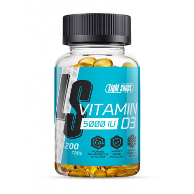 Витамин Д3 Light Supps Vitamin D3, 5000 IU, 200 капсул