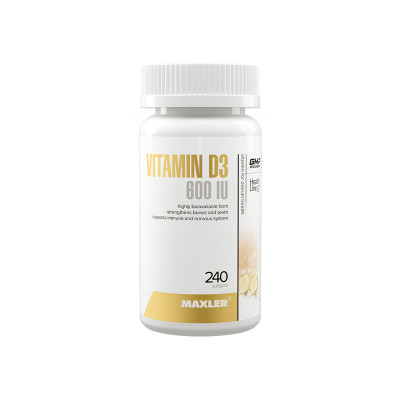 Витамин Д3 Maxler Vitamin D3, 600 IU, 240 мягких гелевых капсул