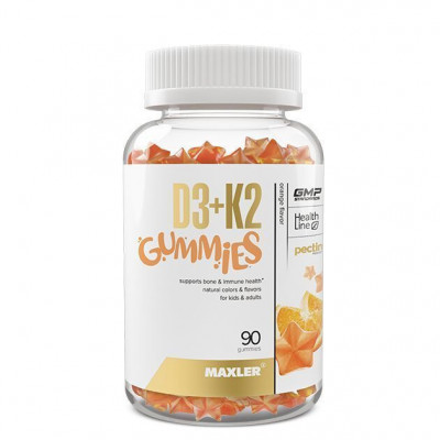 Витамины Д3 и К2 Maxler D3 + K2 Gummies, 90 жевательных таблеток, Апельсин