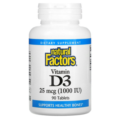 Витамин Д3 Natural Factors Vitamin D3, 1000 IU, 90 таблеток
