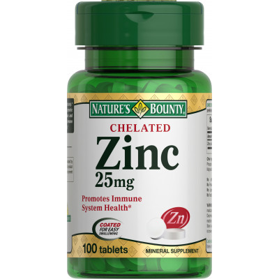 Цинк хелат Nature's Bounty Zinc, 25 мг, 100 таблеток