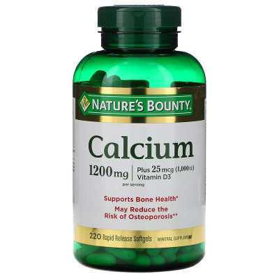 Кальций с витамином Д3 Nature's Bounty Calcium 1200 мг + Vitamin D3, 1000 IU, 220 капсул
