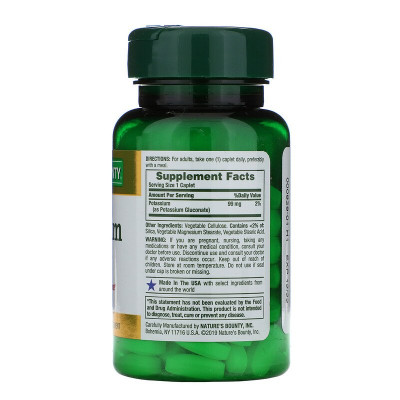 Калий Nature's Bounty Potassium, 99 мг, 100 таблеток
