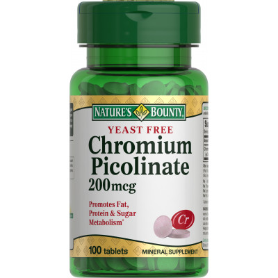 Пиколинат хрома Nature's Bounty Chromium Picolinate, 200 мкг, 100 таблеток