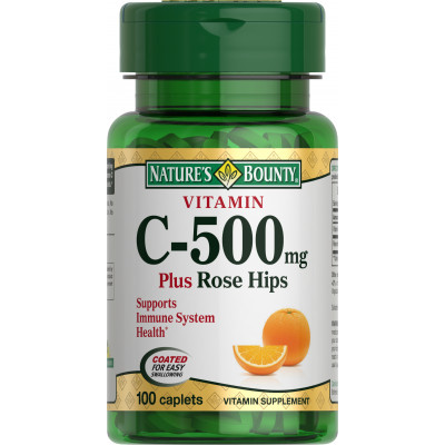 Витамин С 500 с шиповником Nature's Bounty Vitamin C plus RH, 500 мг, 100 таблеток