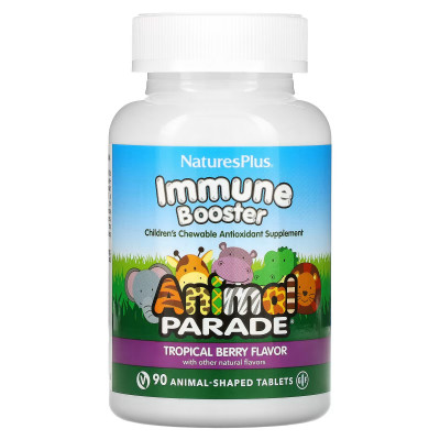 Мультивитамины для детей Nature's Plus Animal Parade Kids Immune Booster, 90 жевательных таблеток, Тропические ягоды