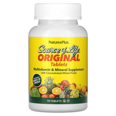 Мультивитамины и минералы Nature's Plus Source of Life Original, Multi-Vitamin & Mineral Supplement, 90 таблеток
