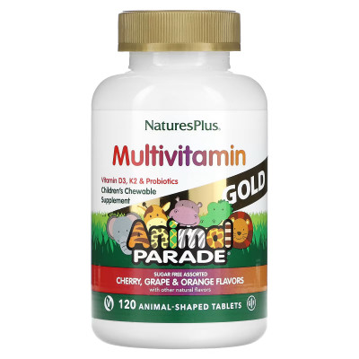 Жевательные мультивитамины для детей Nature's Plus Animal Parade Gold, 120 таблеток, Ассорти