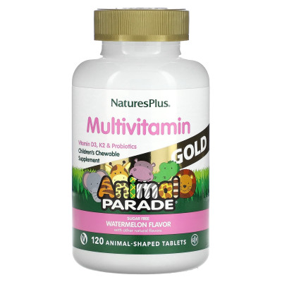 Жевательные мультивитамины для детей Nature's Plus Animal Parade Gold, 120 жевательных таблеток, Арбуз