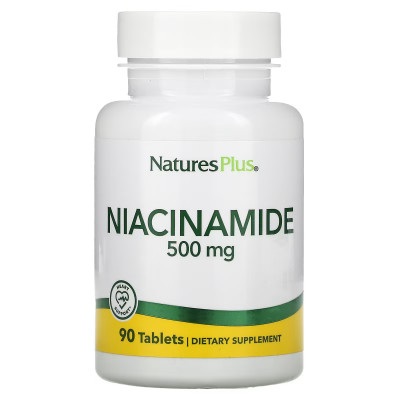 Ниацинамид (никотинамид) Витамин В3 Nature's Plus Niacinamide, 500 мг, 90 таблеток
