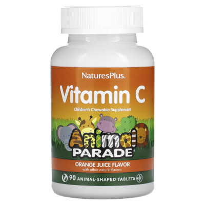 Витамин С для детей Nature's Plus Animal Parade Vitamin C, 90 жевательных таблеток, Апельсиновый сок