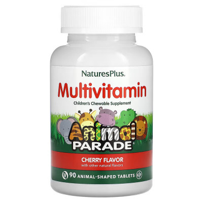 Жевательные мультивитамины для детей Nature's Plus Animal Parade Multivitamin Children’s, 90 жевательных таблеток, Вишня