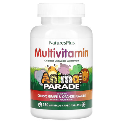 Жевательные мультивитамины для детей Nature's Plus Animal Parade MIX (Cherry, Orange, Grape), 180 таблеток, Ассорти