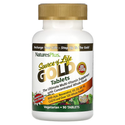 Мультивитамины Nature's Plus Source of Life Gold, The Ultimate Multi-Vitamin Supplement, 90 таблеток