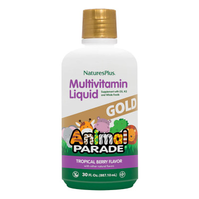 Жидкие мультивитамины для детей Nature's Plus Animal Parade GOLD Multivitamin Children’s Liquid, 887 мл, Тропические ягоды