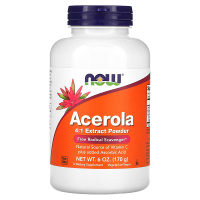 Барбадосская вишня (ацерола) экстракт Now Foods Acerola 4:1 Extract Powder, 170 г
