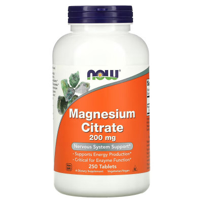 Цитрат магния Now Foods Magnesium citrate, 200 мг, 250 таблеток