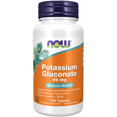 Глюконат калия Now Foods Potassium Gluconate, 99 мг, 100 таблеток