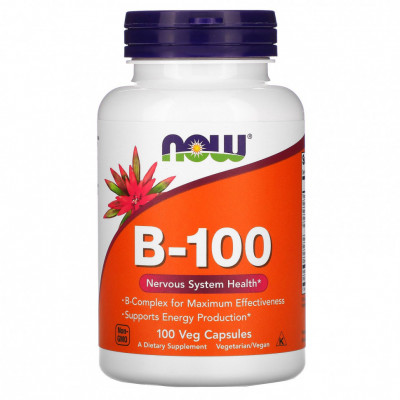 Комплекс витаминов группы Б Now Foods B-100, 100 капсул