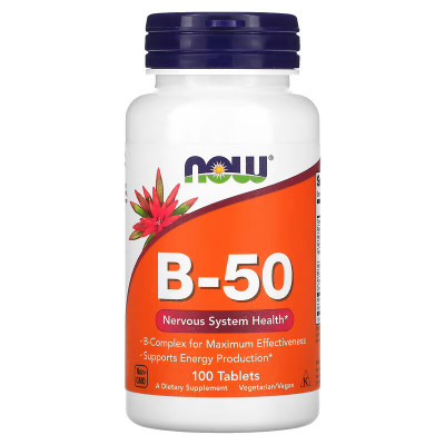 Комплекс витаминов группы Б Now Foods B-50, 100 таблеток