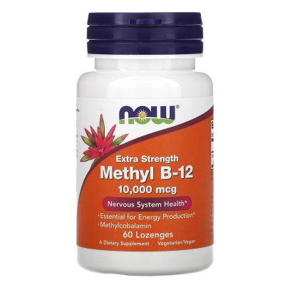 Метилкобаламин витамин В12 Now Foods Methyl B-12, 10000 мкг, 60 пастилок