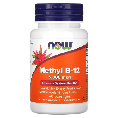 Метилкобаламин витамин В12 Now Foods Methyl B-12, 5000 мкг, 60 пастилок