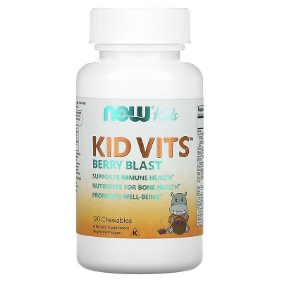 Мультивитамины для детей Now Foods Kids Vits, 120 жевательных таблеток, Ягодный взрыв