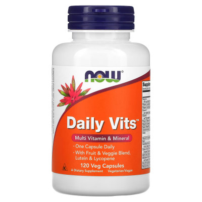 Мультивитамины и микроэлементы Now Foods Daily Vits, Multi Vitamin & Mineral, 120 капсул