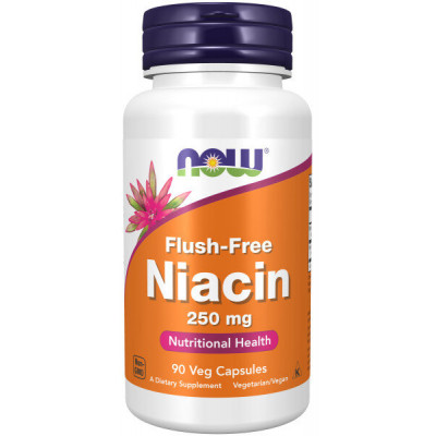 Ниацин Витамин В3 Now Foods B3 Niacin Flush free, 250 мг, 90 вегетарианских капсул, без приливов