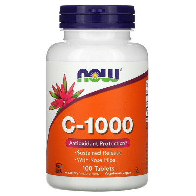 Комплекс витаминов С Now Foods C-1000 with Rose Hips, 100 таблеток