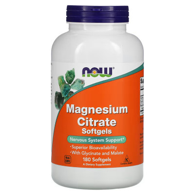 Цитрат магния Now Foods Magnesium Citrate, 400 мг, 180 вегетарианских капсул