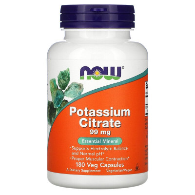 Цитрат калия Now Foods Potassium Citrate, 99 мг, 180 капсул