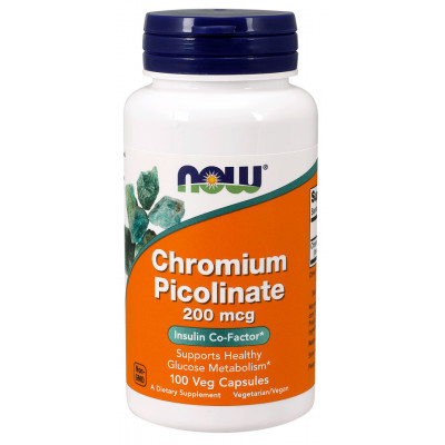 Пиколинат хрома Now Foods Chromium picolinate, 200 мкг, 100 капсул